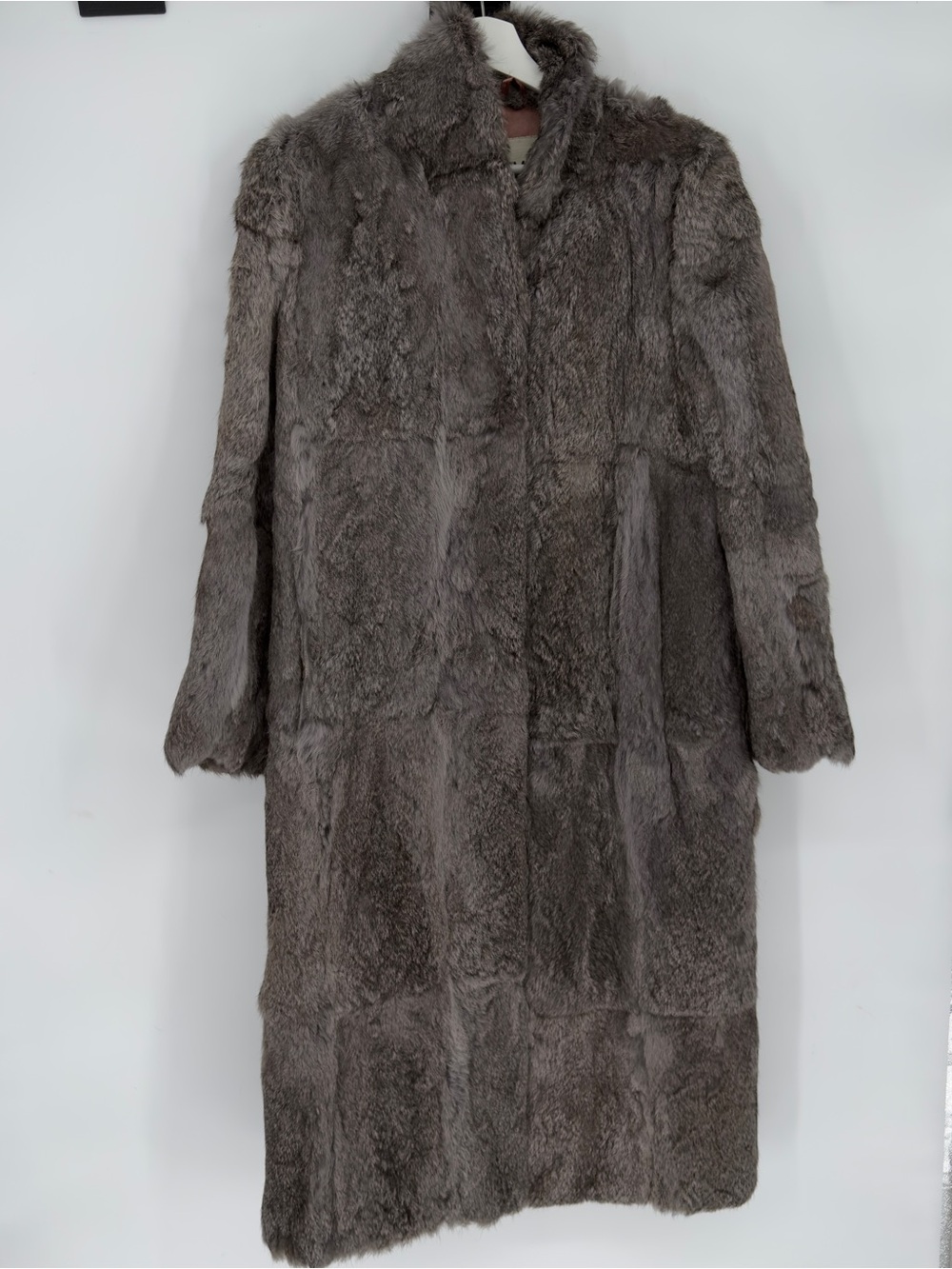 Mademoiselle Vintage Gray Rabbit Fur Long Coat Medium